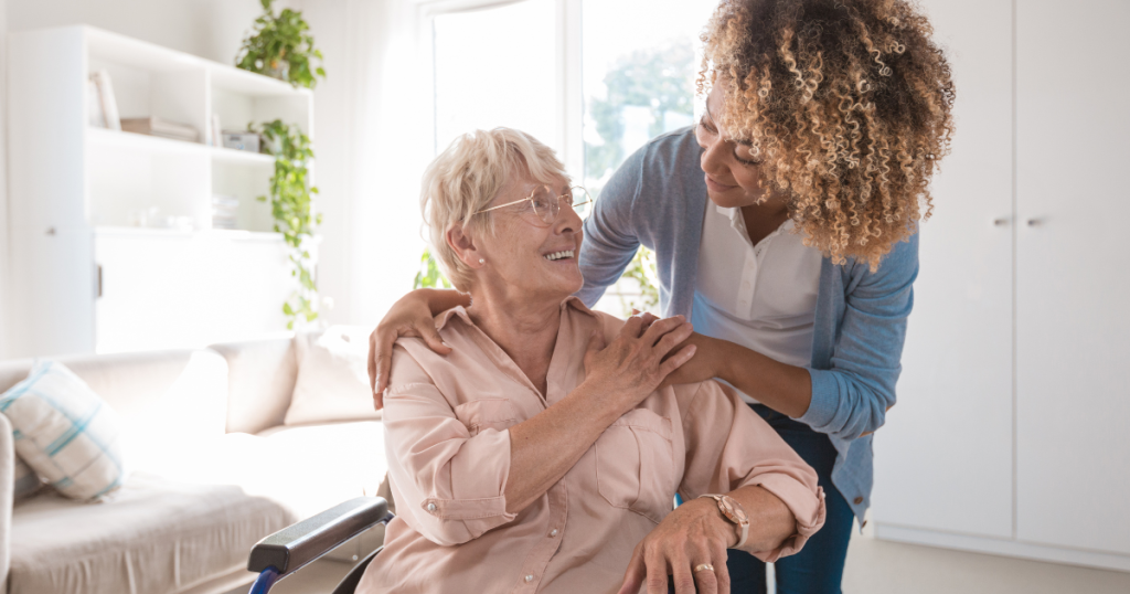 Senior woman with caregiver